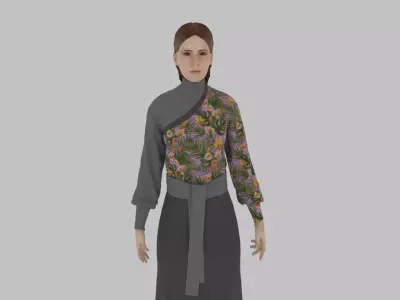 woman in asian clothes Low-poly 3D model