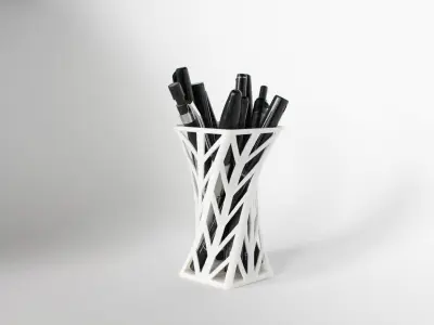 008f - Pen Holder - Wireframe - Arrowhead Pattern - 3D print model