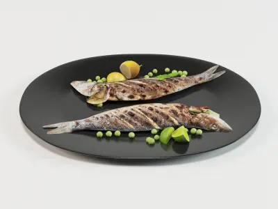 Grilled Whole Fish Low-poly 3D model