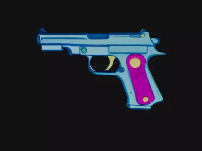 3D Gun Low-poly 3D model