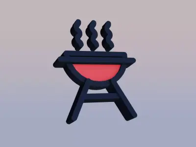 bbq icon in 3d icon or 3d illustration Free 3D model