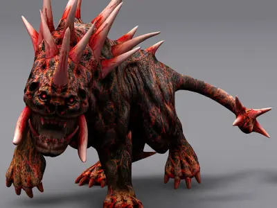 3DRT-Hellhounds monsters Low-poly 3D model