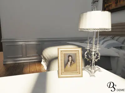 Grey Bedroom Interior Set Free 3D model