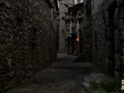 Medieval Italian Village Environment Low-poly 3D model