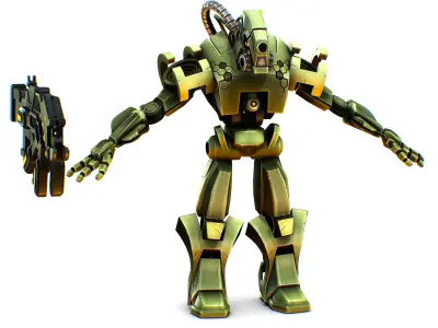 Military Drone with a Rifle Low-poly 3D model