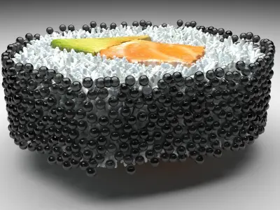 Sushi Roll With Black Caviars 3D model