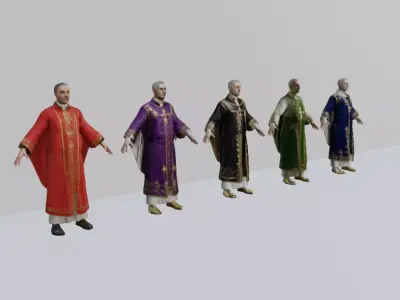 Medieval Catholic Priest 3D Model 3D model