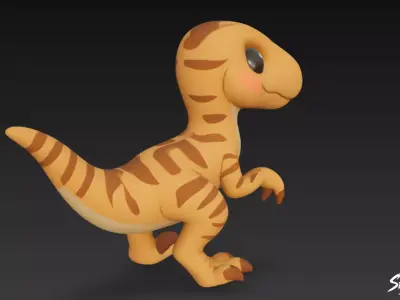 Cartoon Plush Velociraptor Low-poly 3D model