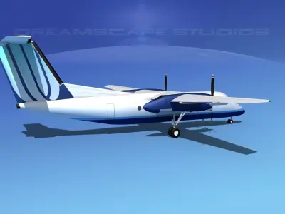 Dehaviland DHC-8 100 United Airlines 3D model