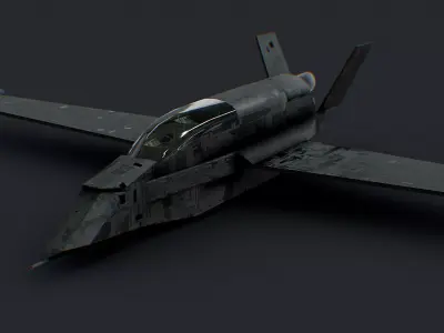 Futuristic Sci-Fi Air Force Airplane Space Ship Low-poly 3D model