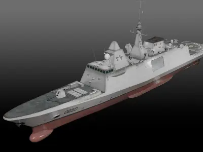 FREMM class Frigate D650 Aquitaine Low-poly 3D model