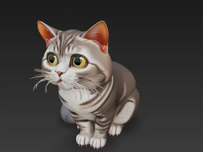 Cat Realistic 3D Model Basic - Low Poly Realistic Low-poly 3D model