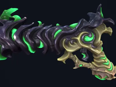 Fantasy undead pistol  Low-poly 3D model