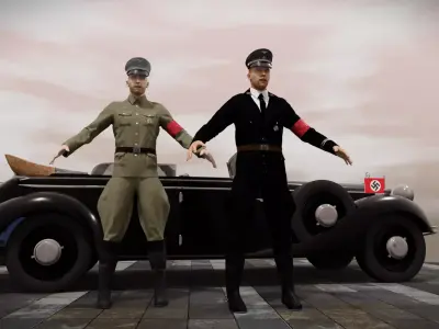 SS officers uniform pack made with marvelous designer 3D model