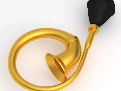 Vintage Vehicle Horn Gold 02 3D model