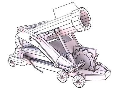 Lowpoly Cannon Low-poly 3D model