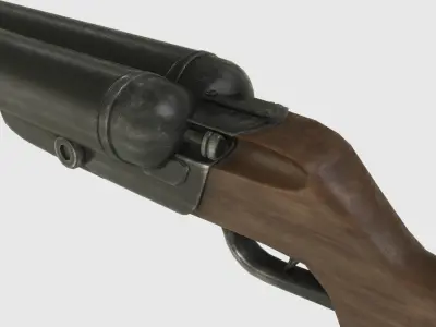 Low Poly Double Barrel Shotgun With PBR Materials Low-poly 3D model