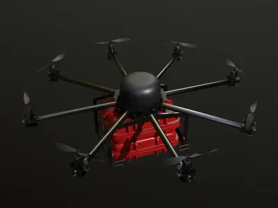 Cargo drone-medic and package 3D model