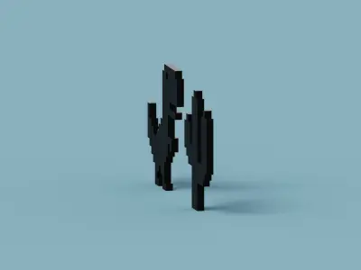 Pixel Dinosaur Low-poly 3D model