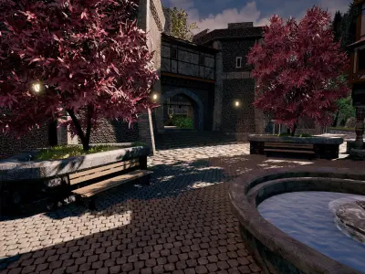 Medieval Modular Building Environment Houses Castle and Farmland Low-poly 3D model