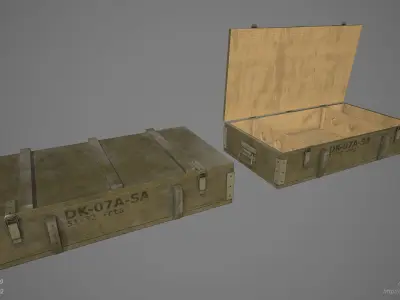 Crate Low Poly Game Ready two wooden boxes Low-poly 3D model