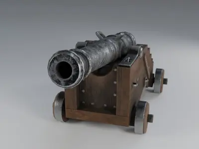 Game-ready Vessel cannon Low-poly 3D model