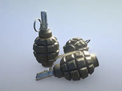 Ammo Grenade F1-UZRGM-2 Green Low-poly 3D model