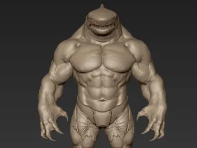 Sharkman 3D Print Model humanoid creature 3D model