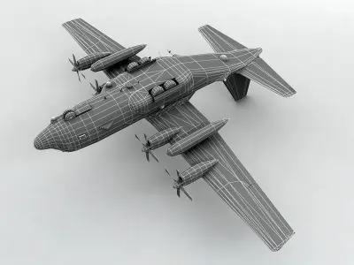  Lockheed AC-130U Spooky Aircraft Low-poly 3D model