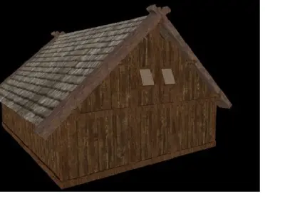 Viking Great Hall With interior Low-poly 3D model