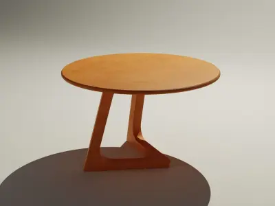 Wooden Round Coffee Table 3D Model  Free low-poly 3D model