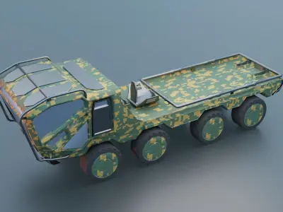 8 wheeler heavy cargo truck Low-poly 3D model