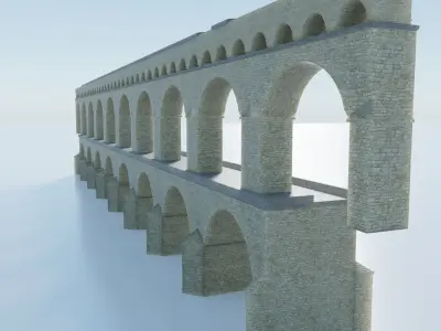 Pont du Gard Aqueduct Low-poly 3D model