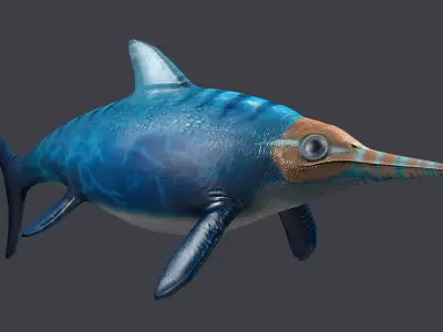 Ichthyosaur ichthyosaurus giant lizard fish marine dinosaur 3D model
