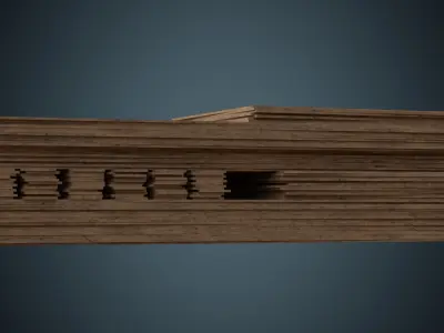 Wooden Sheets 1B Low-poly 3D model