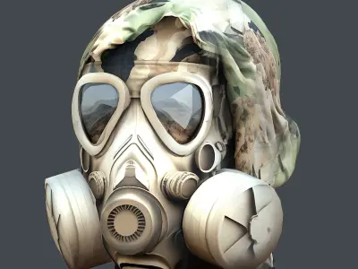 Gas mask helmet 3d model military combat Low-poly 3D model Low-poly 3D model