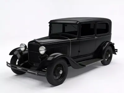 Classic Vintage Antique Sedan Black Vehicle 3d model Low-poly 3D model