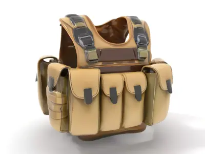 Tactical Military Vest Model Pack with Pockets and Buckles Low-poly 3D model