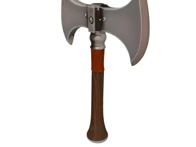 Medieval DoubleBladed Battle Axe PBR 3D model