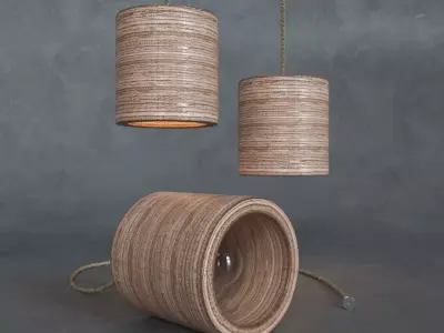 Lamp C-light plywood Free low-poly 3D model