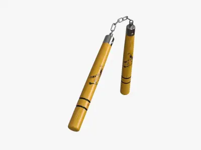 Nunchaku Bruce Lee in wood Low-poly 3D model