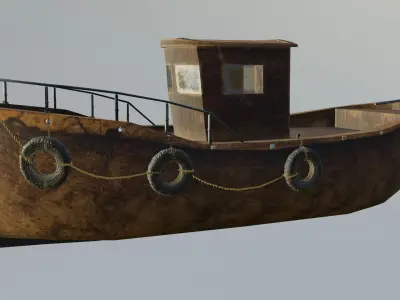 Boat lowpoly rusty Low-poly 3D model
