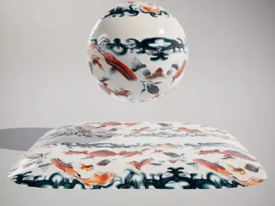 Porcelain Koi Pattern HQ PBR Textures Set Texture