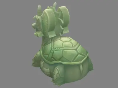 Cartoon jade Tortoise sculpture Low-poly 3D model