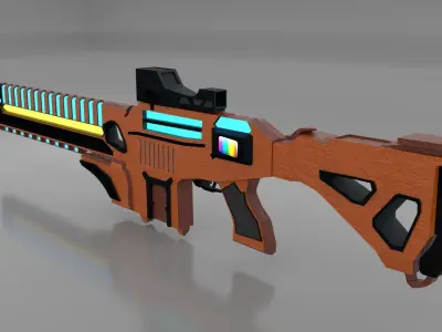 Sci Fi Gun Game Ready Low-poly 3D model