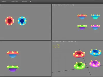 Cartoon alien spaceship - UFO Low-poly 3D model