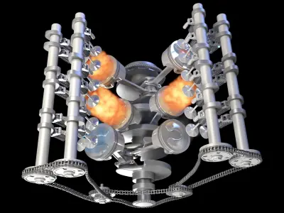 Internal V6 Engine Animation 3D model