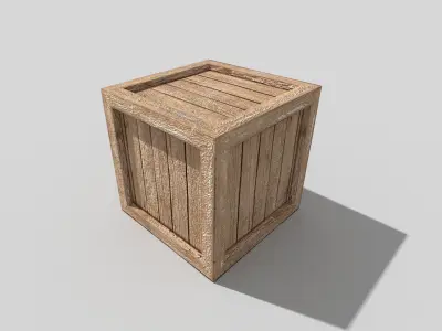 low poly wooden box Low-poly 3D model