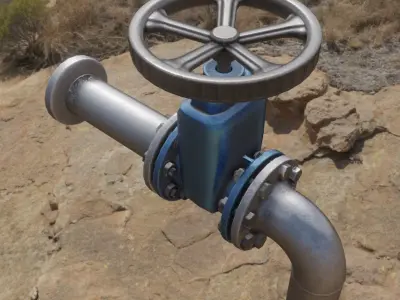 Industrial Metal Pipeline Valve for Water Remastered Low-poly 3D model