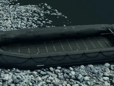 Inflatable boat Game ready PBR Low-poly 3D model